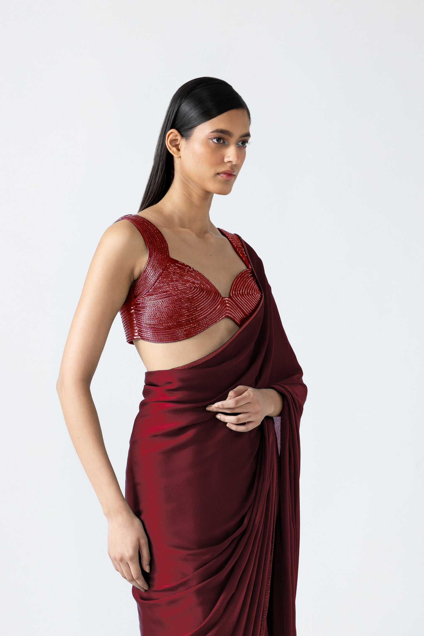 Metallic Top And Saree