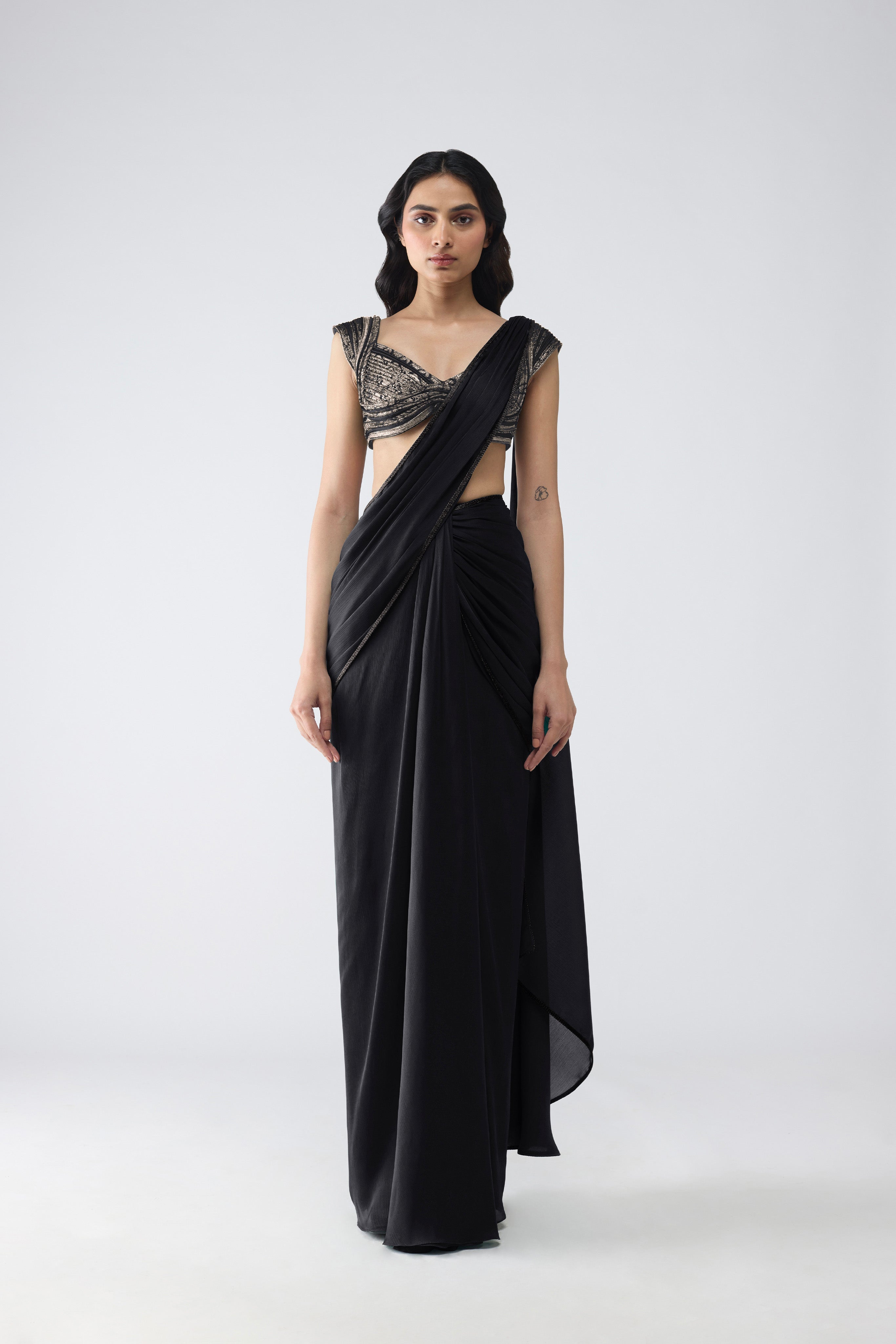 Vintage Banarsi Top And Draped Saree