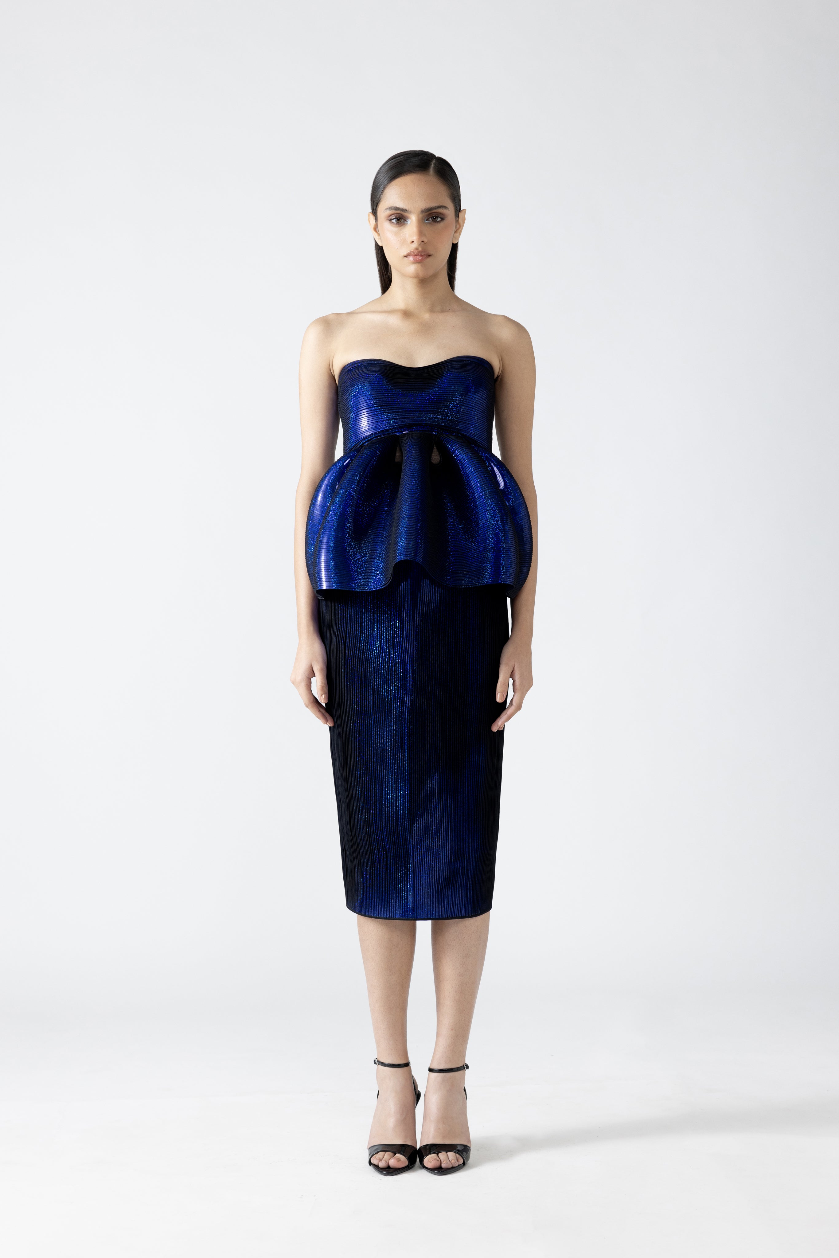 Metallic Peplum Top With Skirt