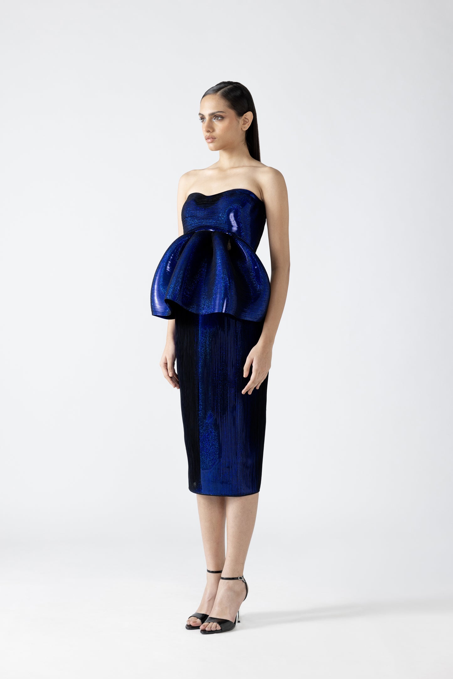 Metallic Peplum Top With Skirt