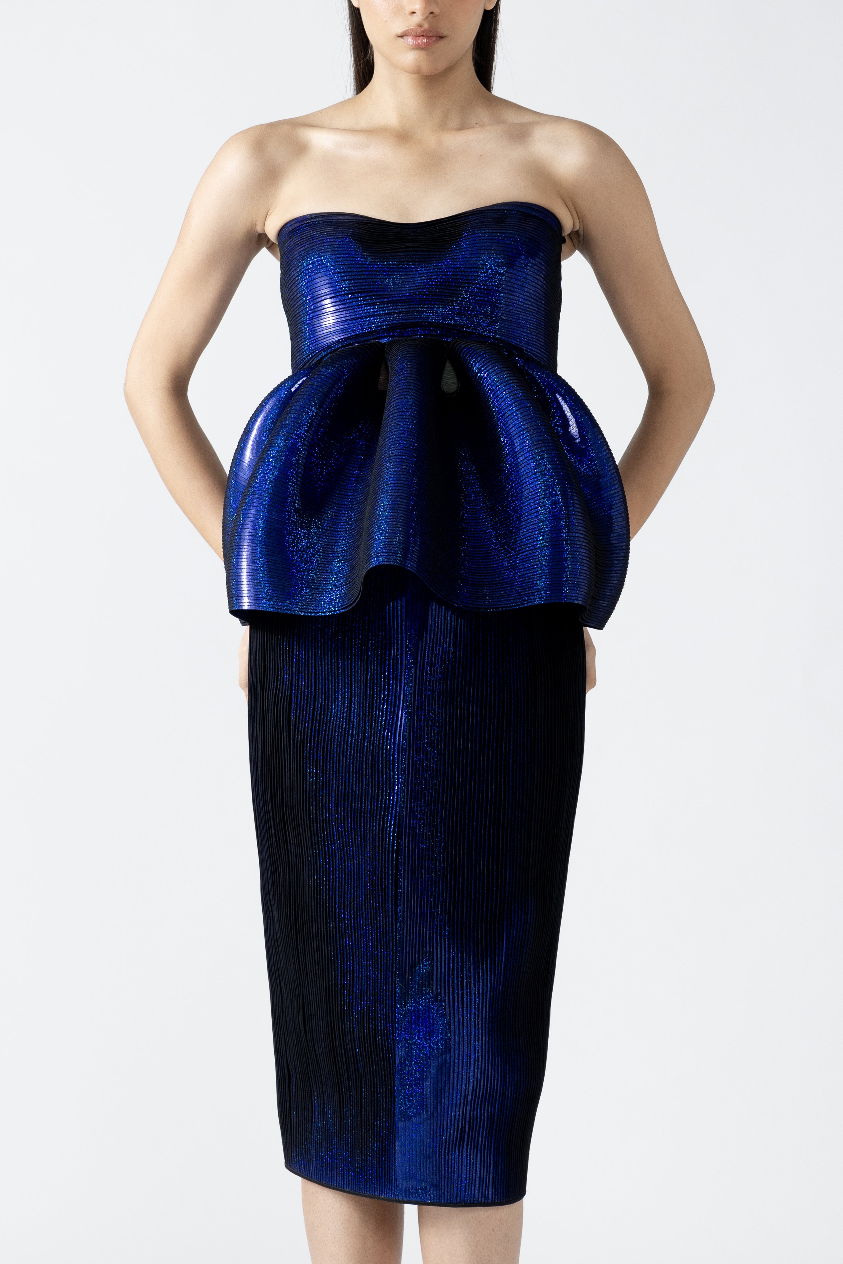 Metallic Peplum Top With Skirt