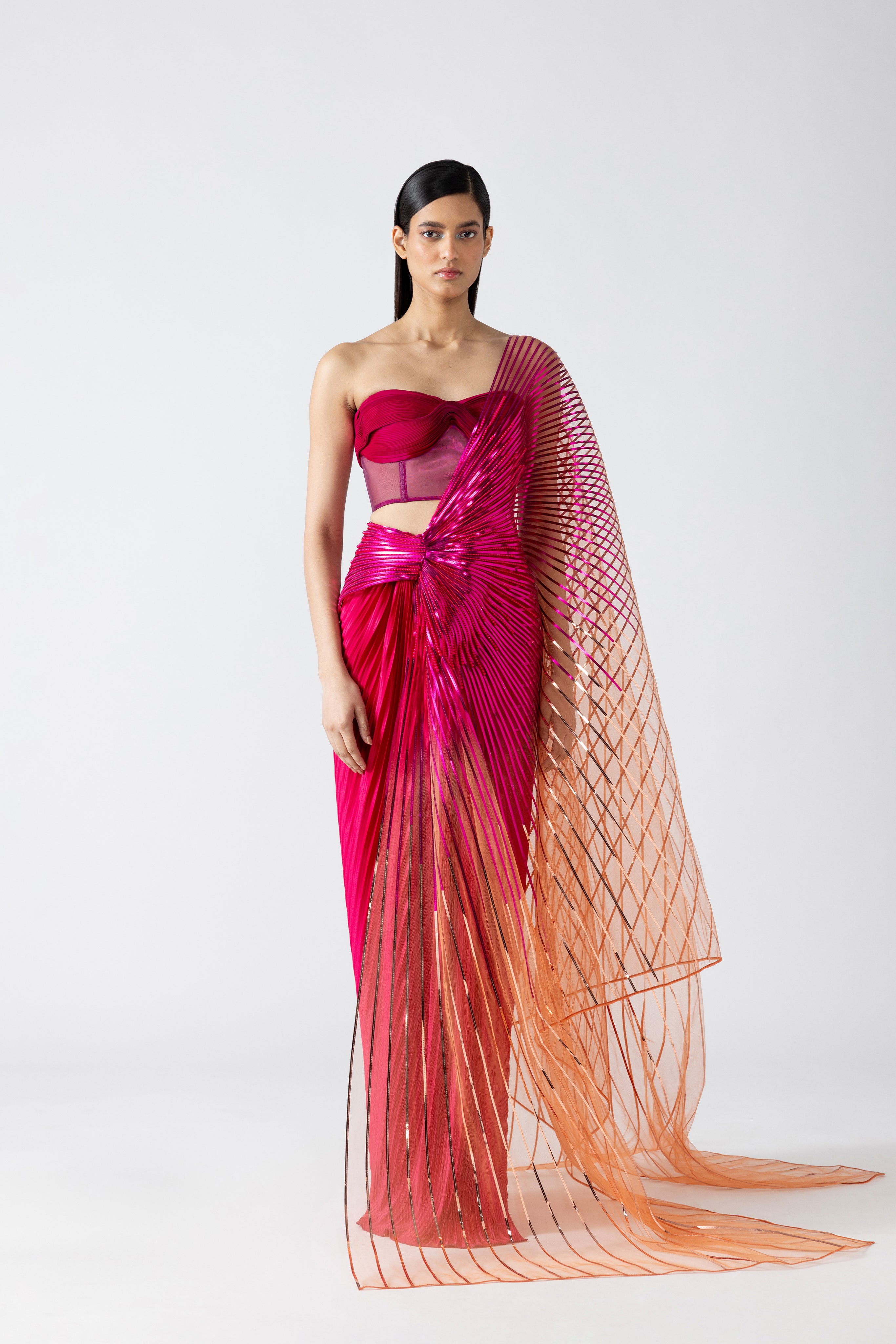 Metallic Saree And Bustier