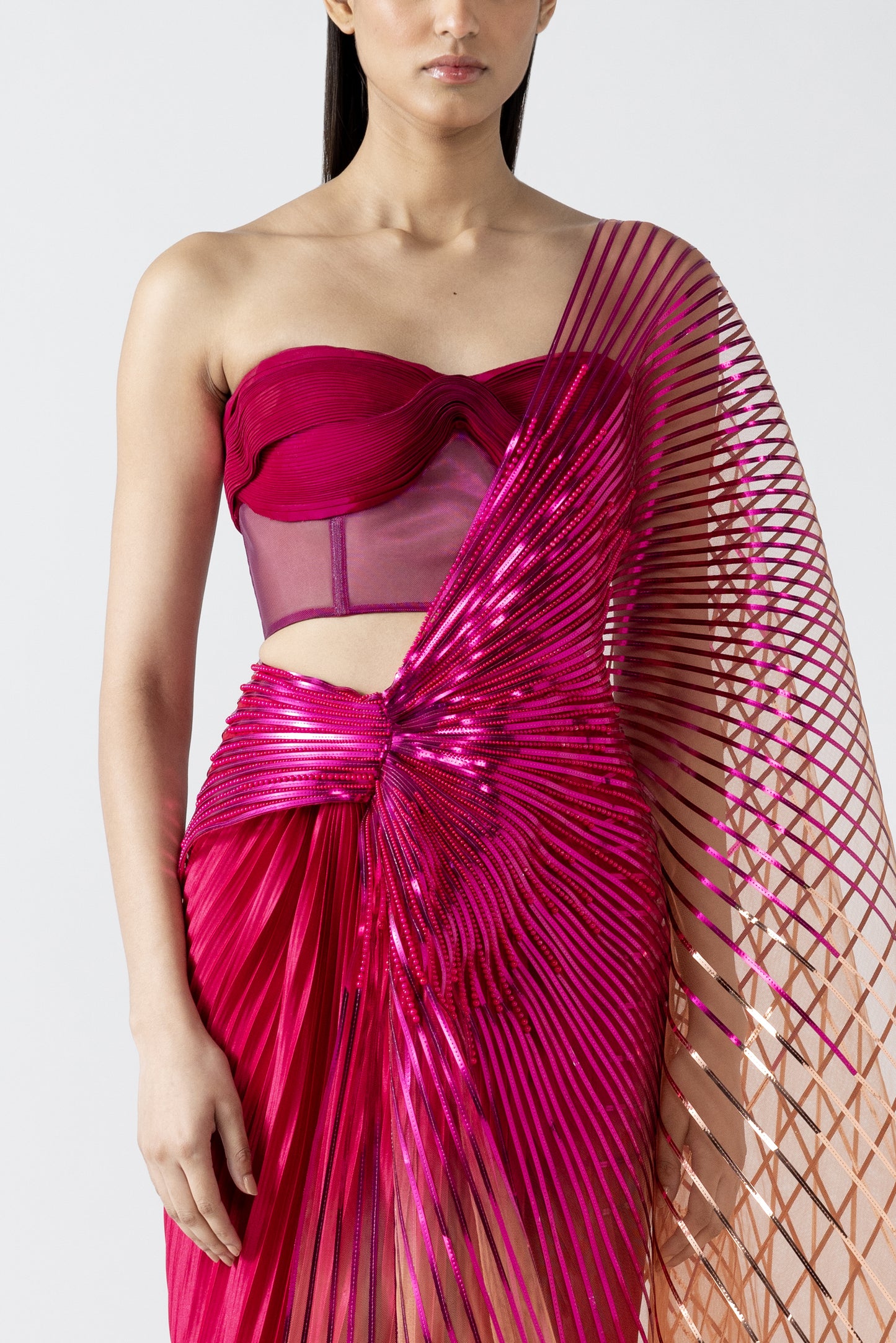 Metallic Saree And Bustier