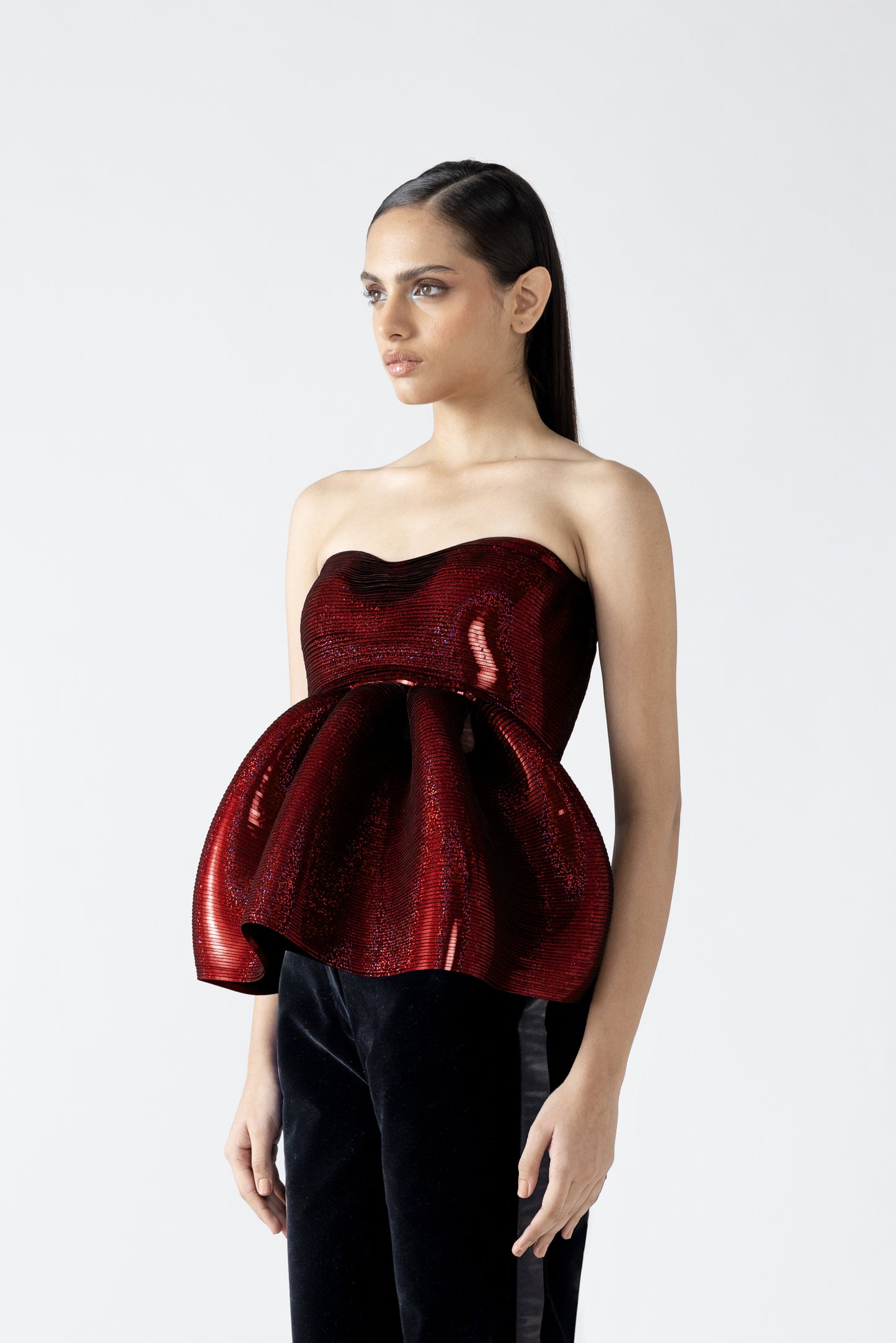 Metallic Peplum Top