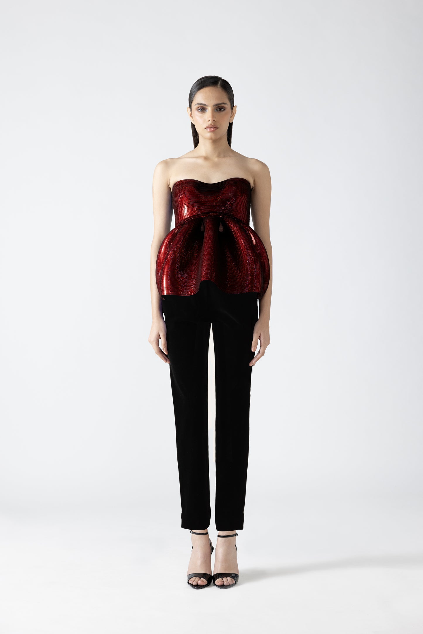 Metallic Peplum Top
