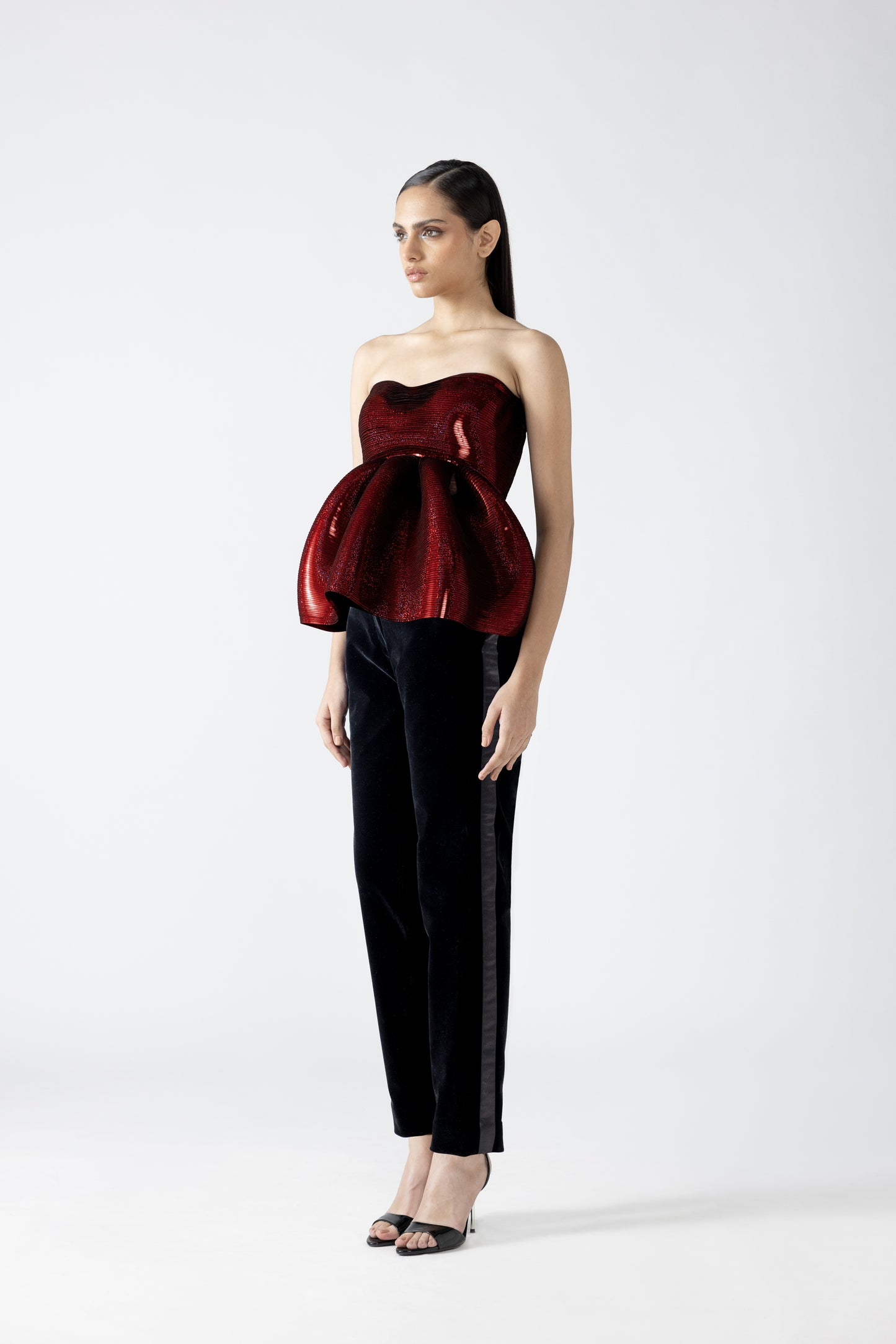 Metallic Peplum Top