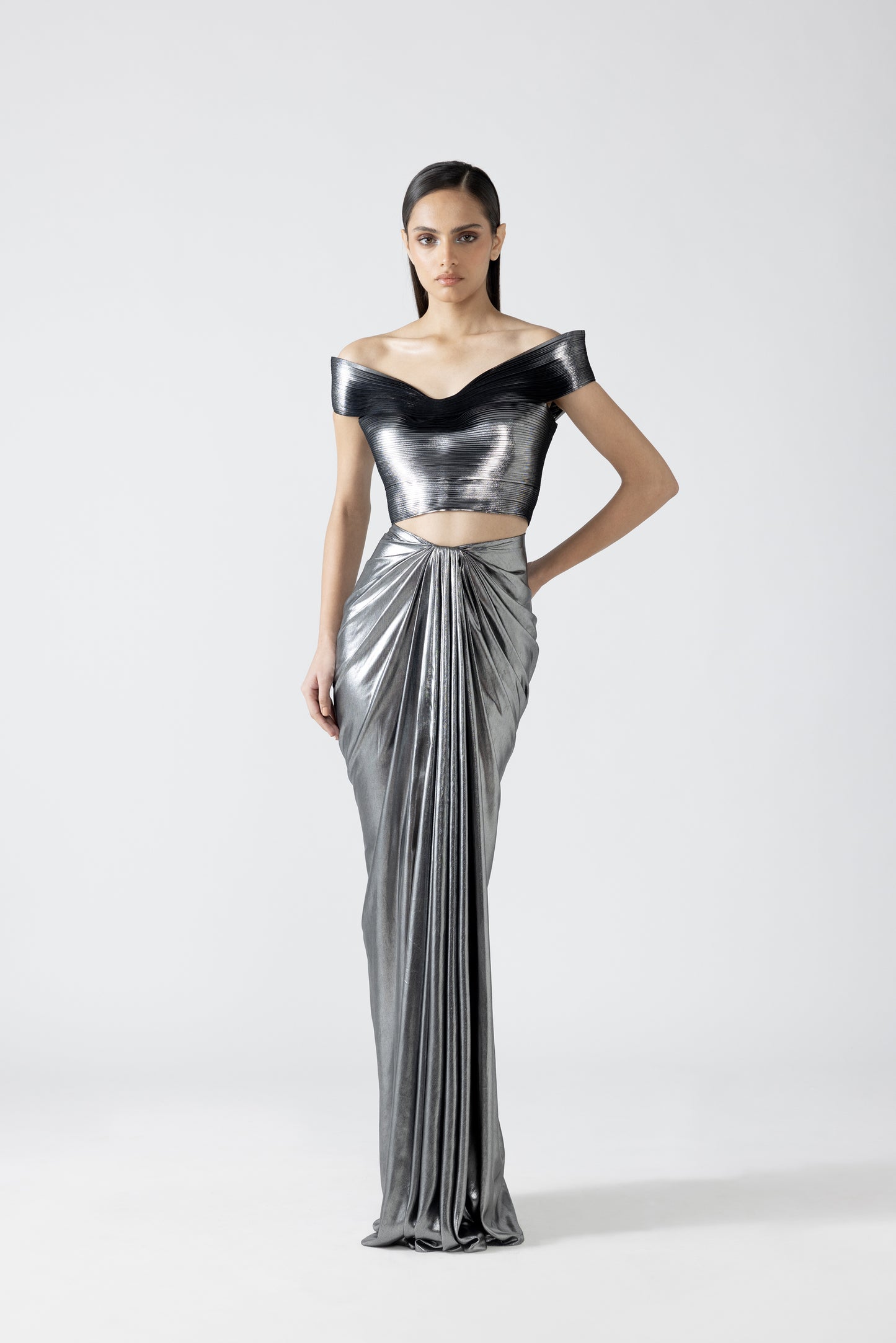 Moulded Metallic Top With Skirt