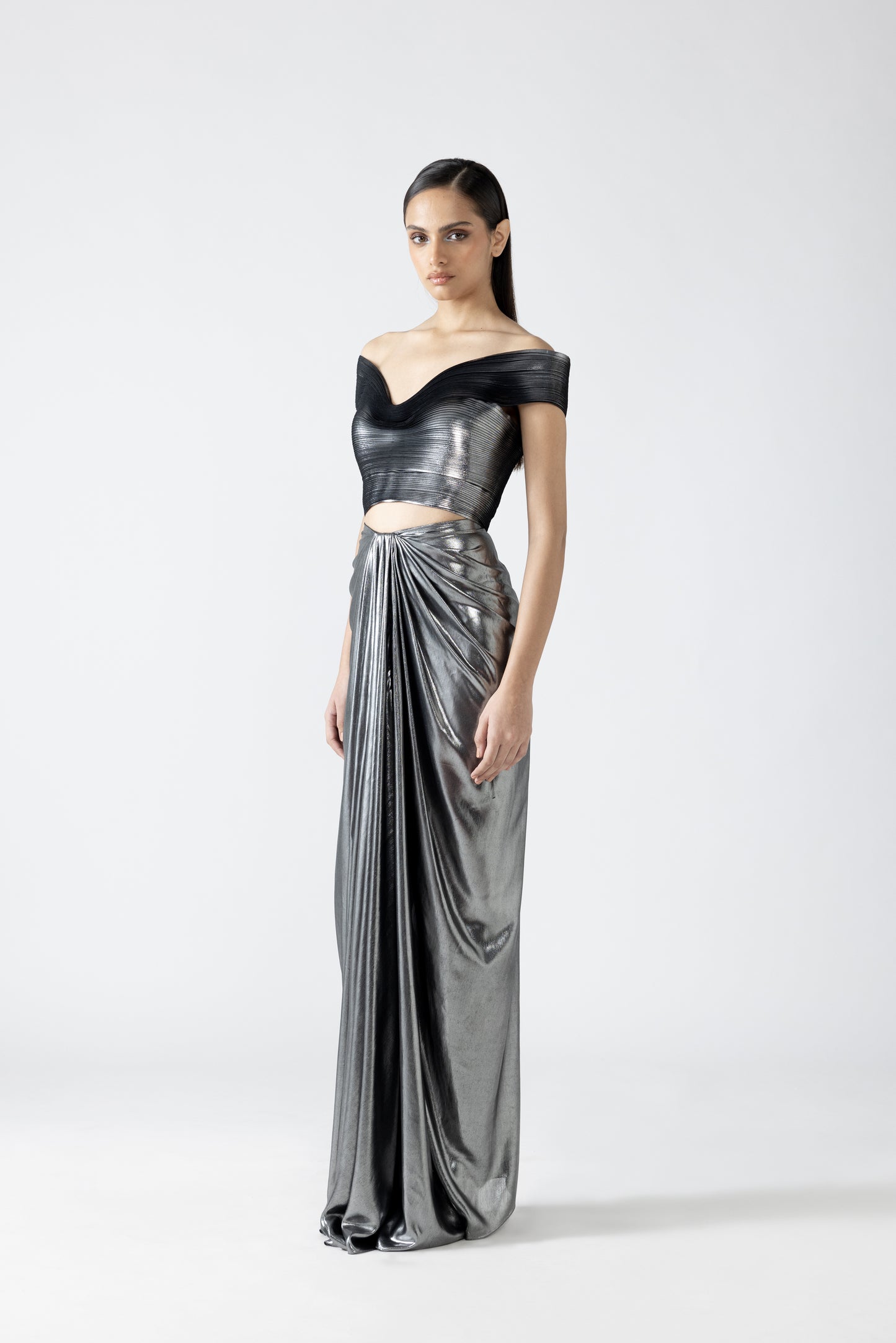 Moulded Metallic Top With Skirt