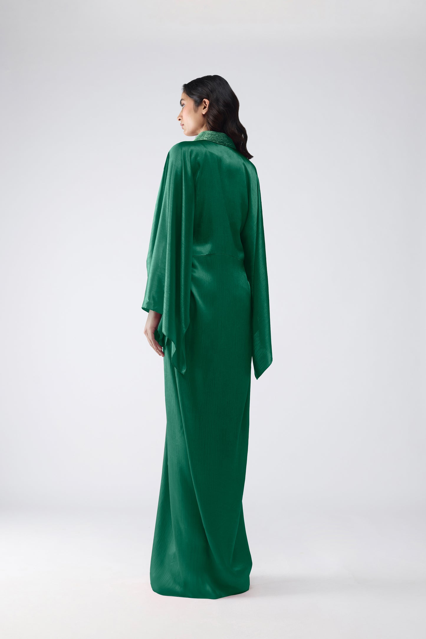 Satin Chiffon Kaftan Dress