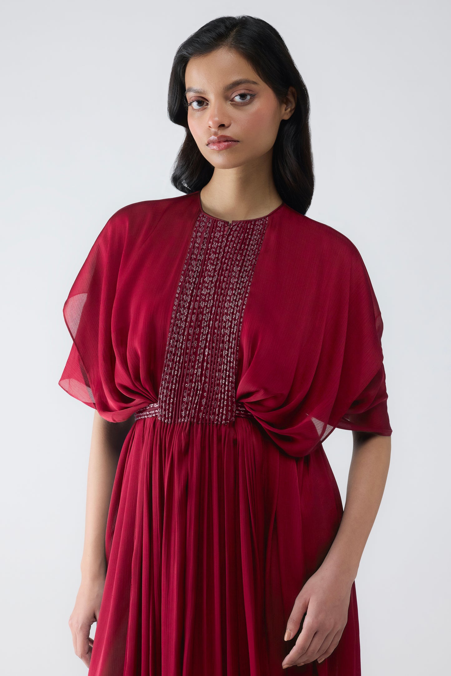 Layered Banarsi Pleated Dress