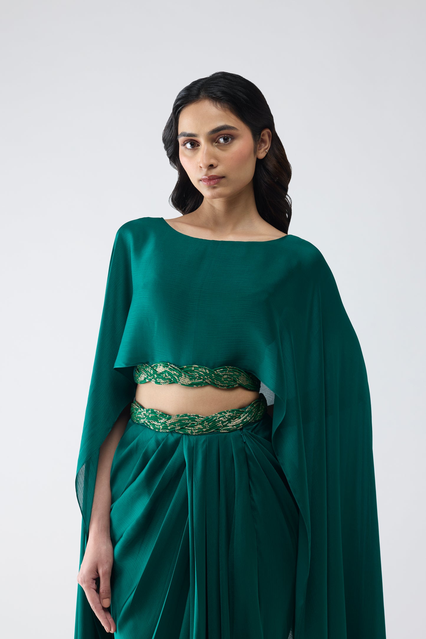 Banarsi Cropped Cape & Skirt