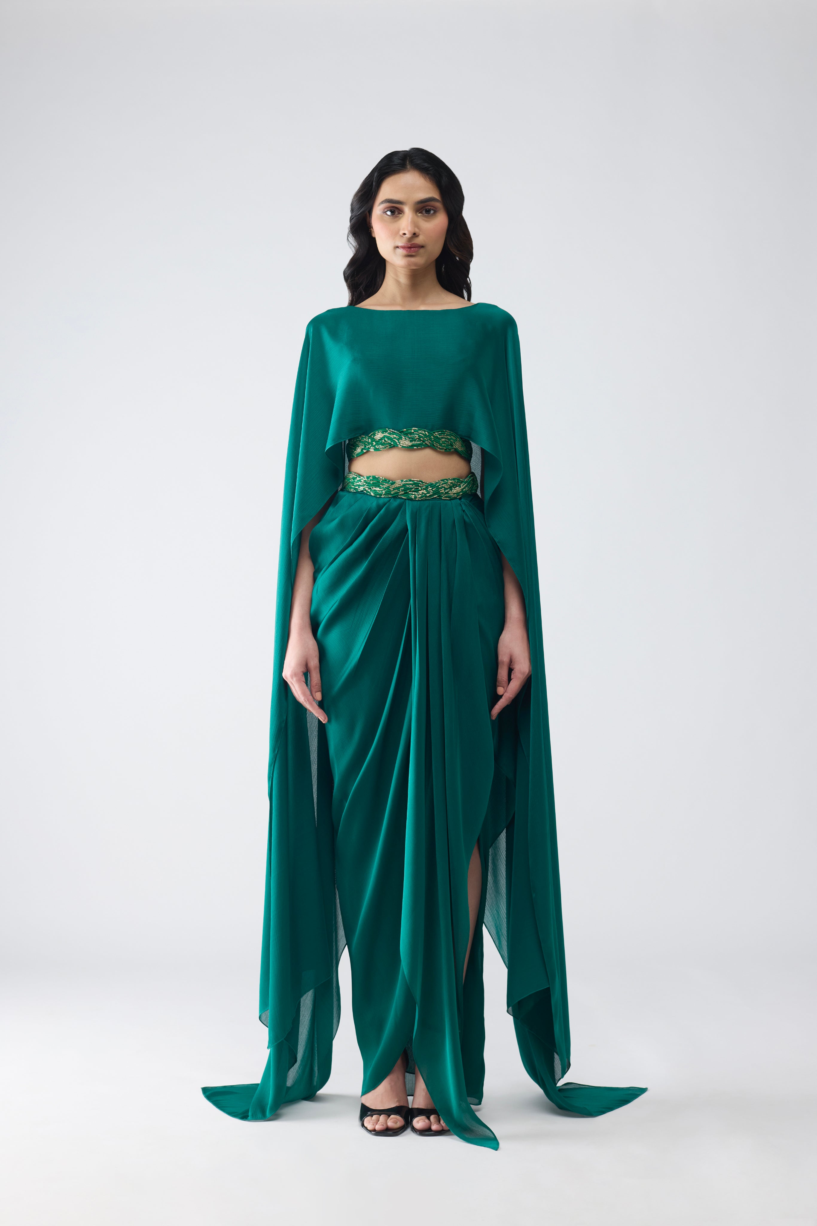 Banarsi Cropped Cape & Skirt