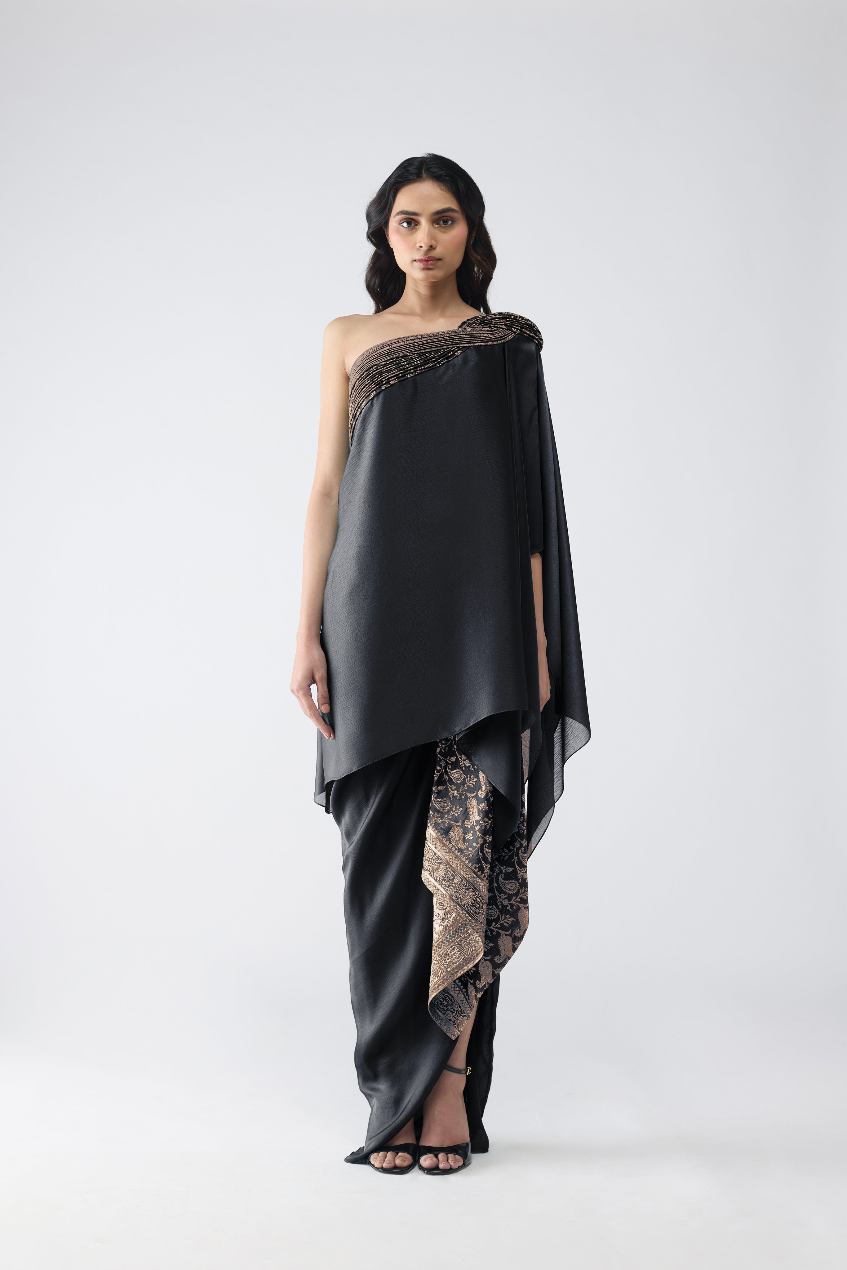 Banarsi Off-Shoulder Cape Set