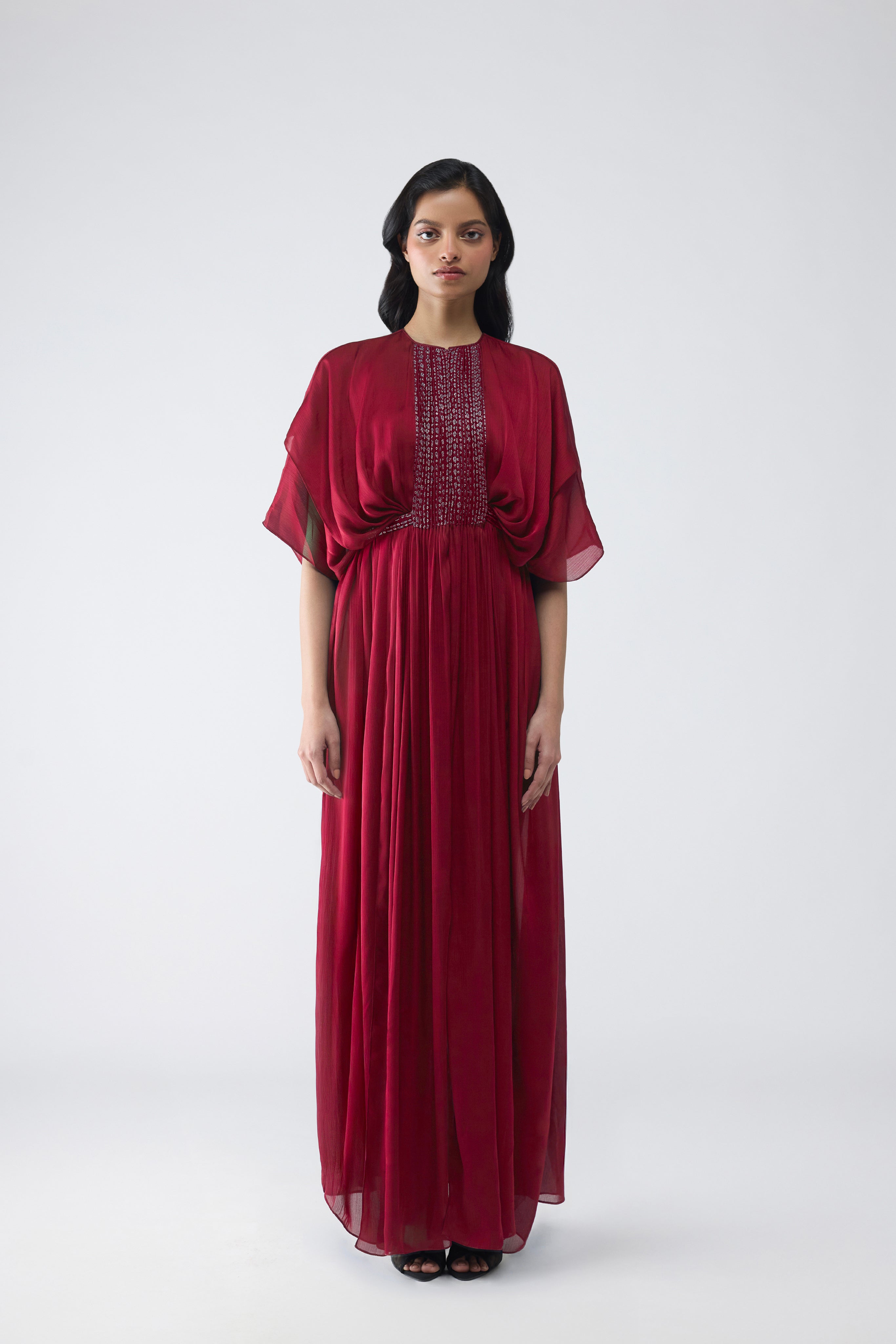 Layered Banarsi Pleated  Dress