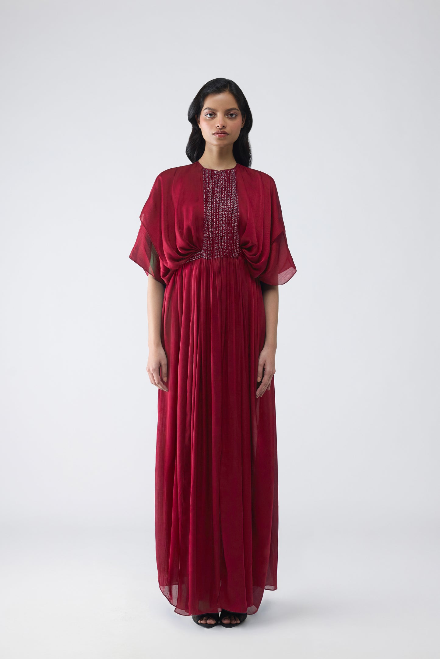 Layered Banarsi Pleated Dress