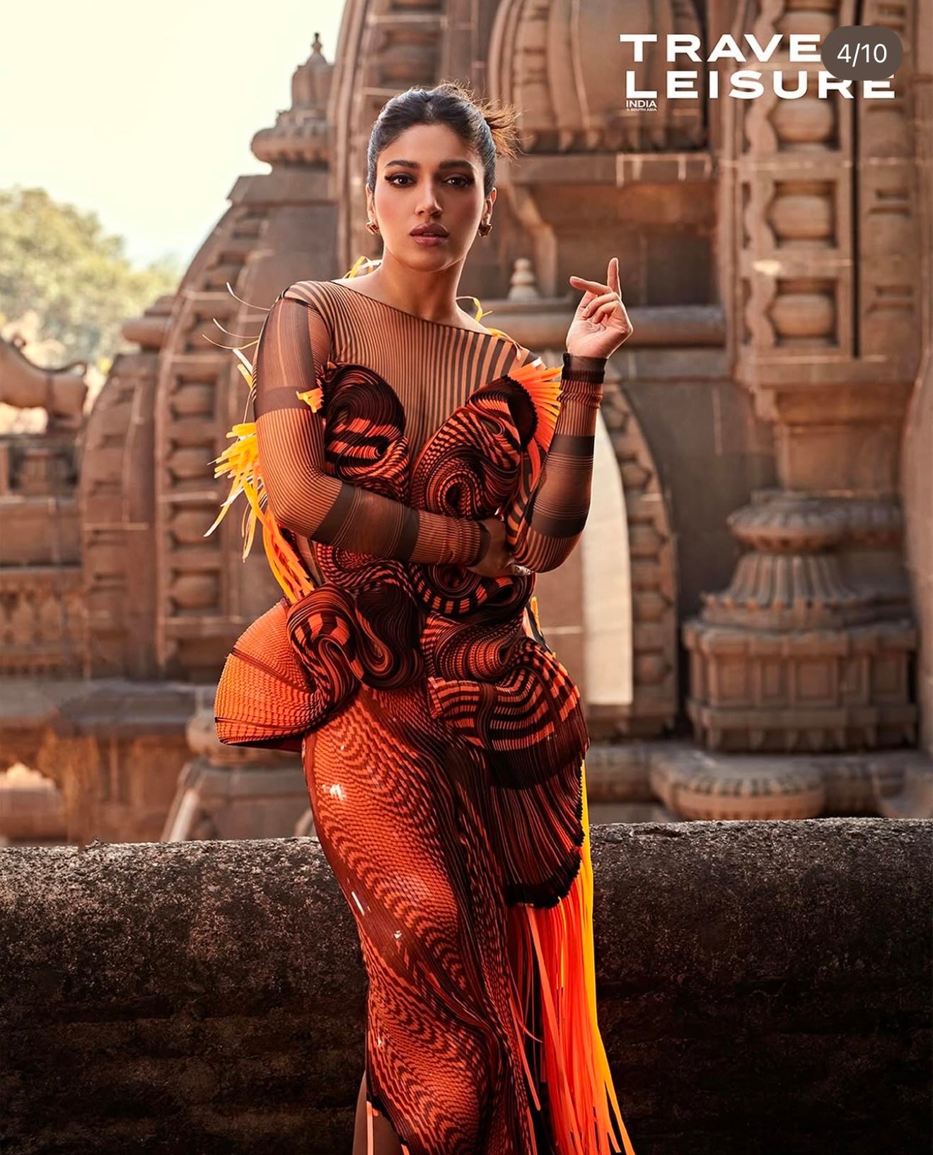 Bhumi Pednekar in Moulded Cascade Gown