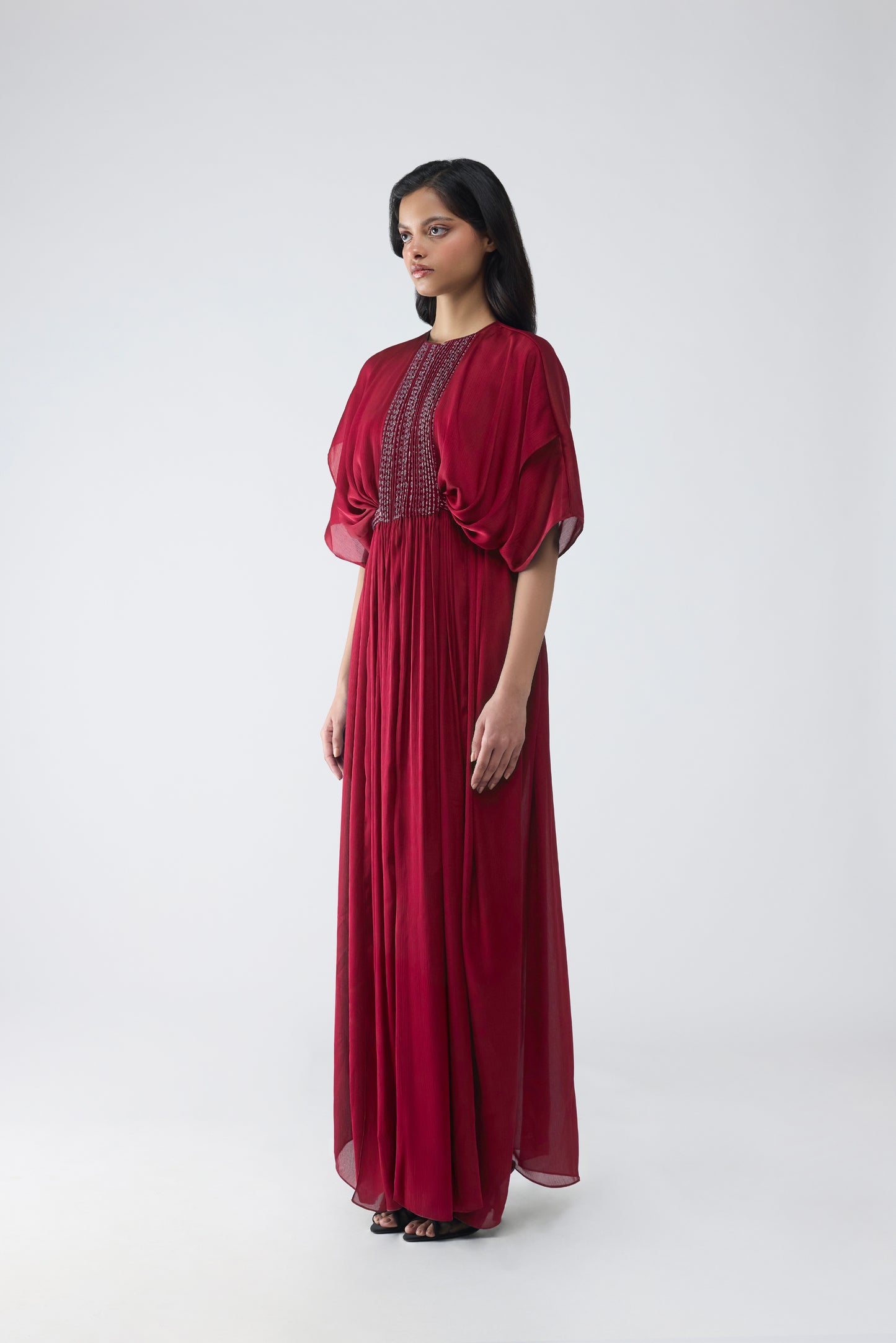Layered Banarsi Pleated Dress
