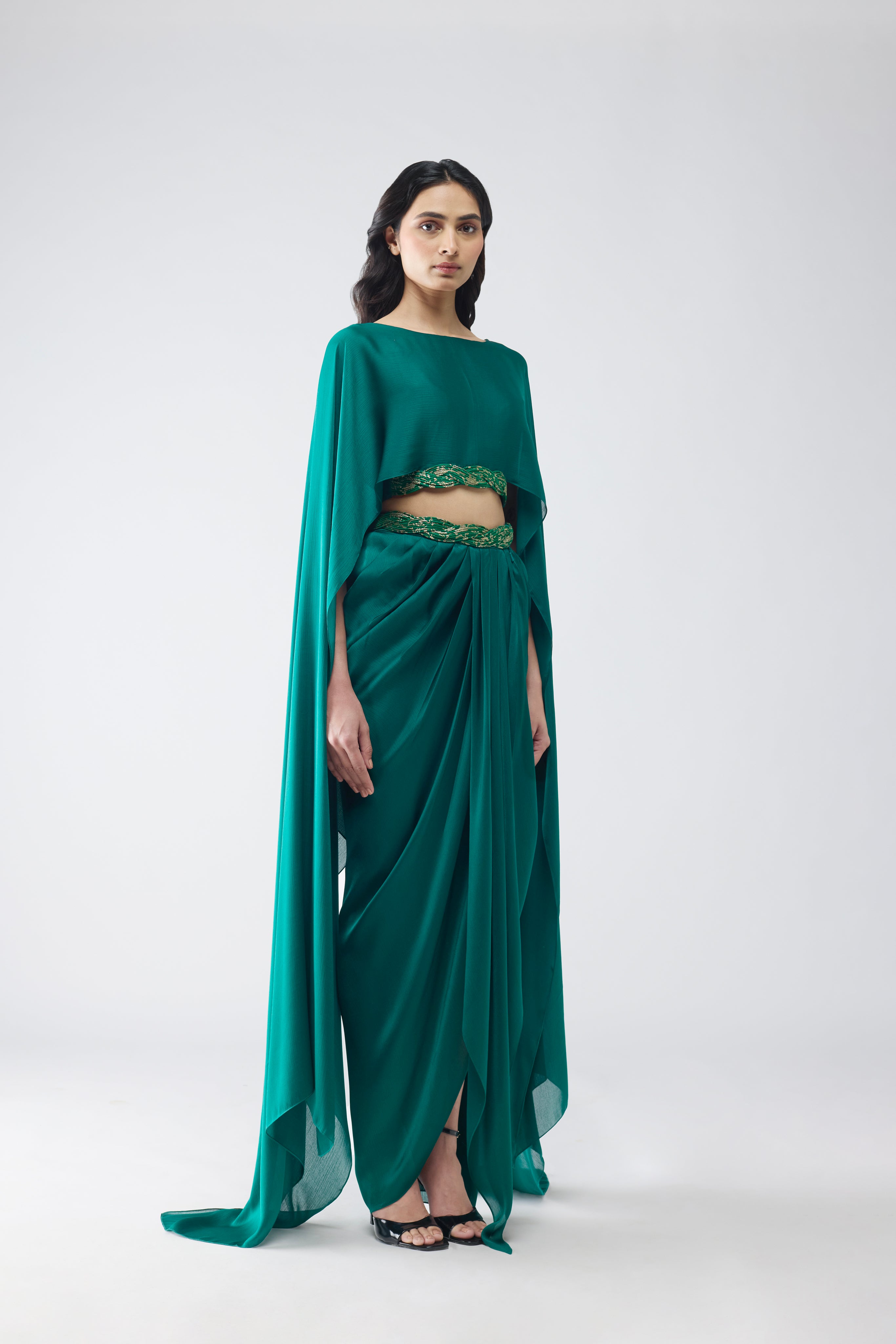 Banarsi Cropped Cape & Skirt