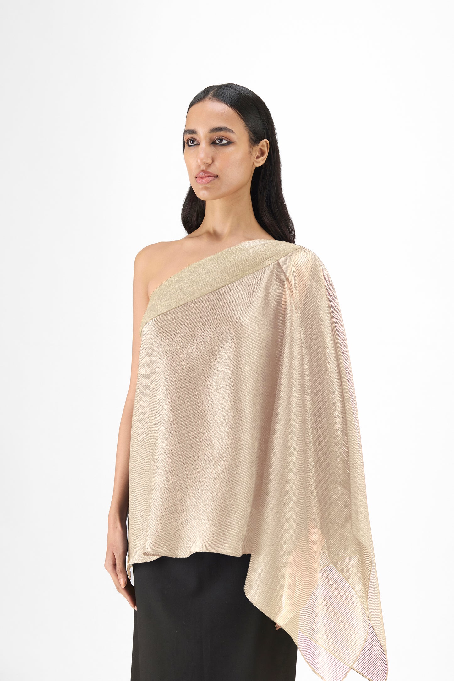 Metallic One Shoulder Top