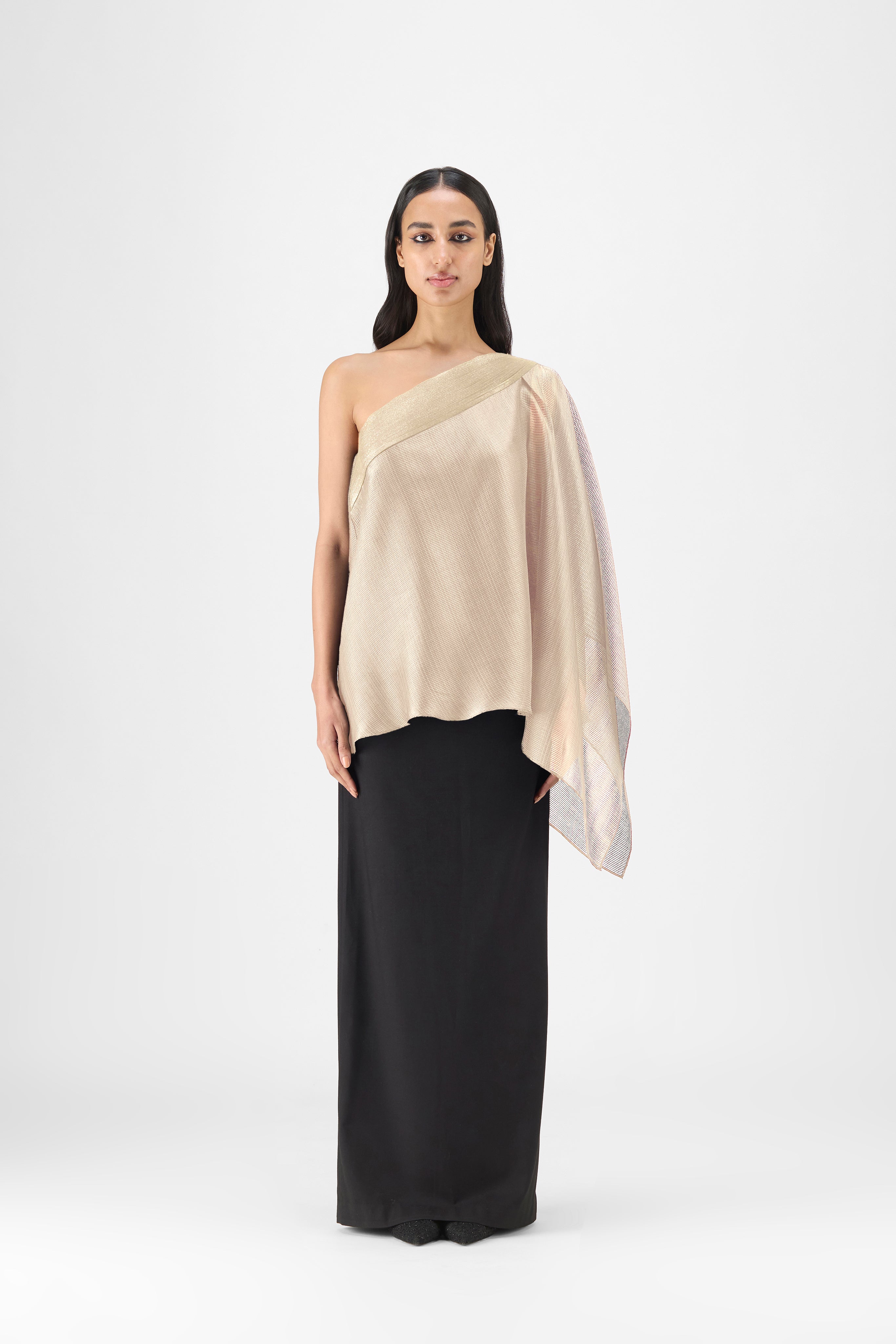 Metallic One Shoulder Top