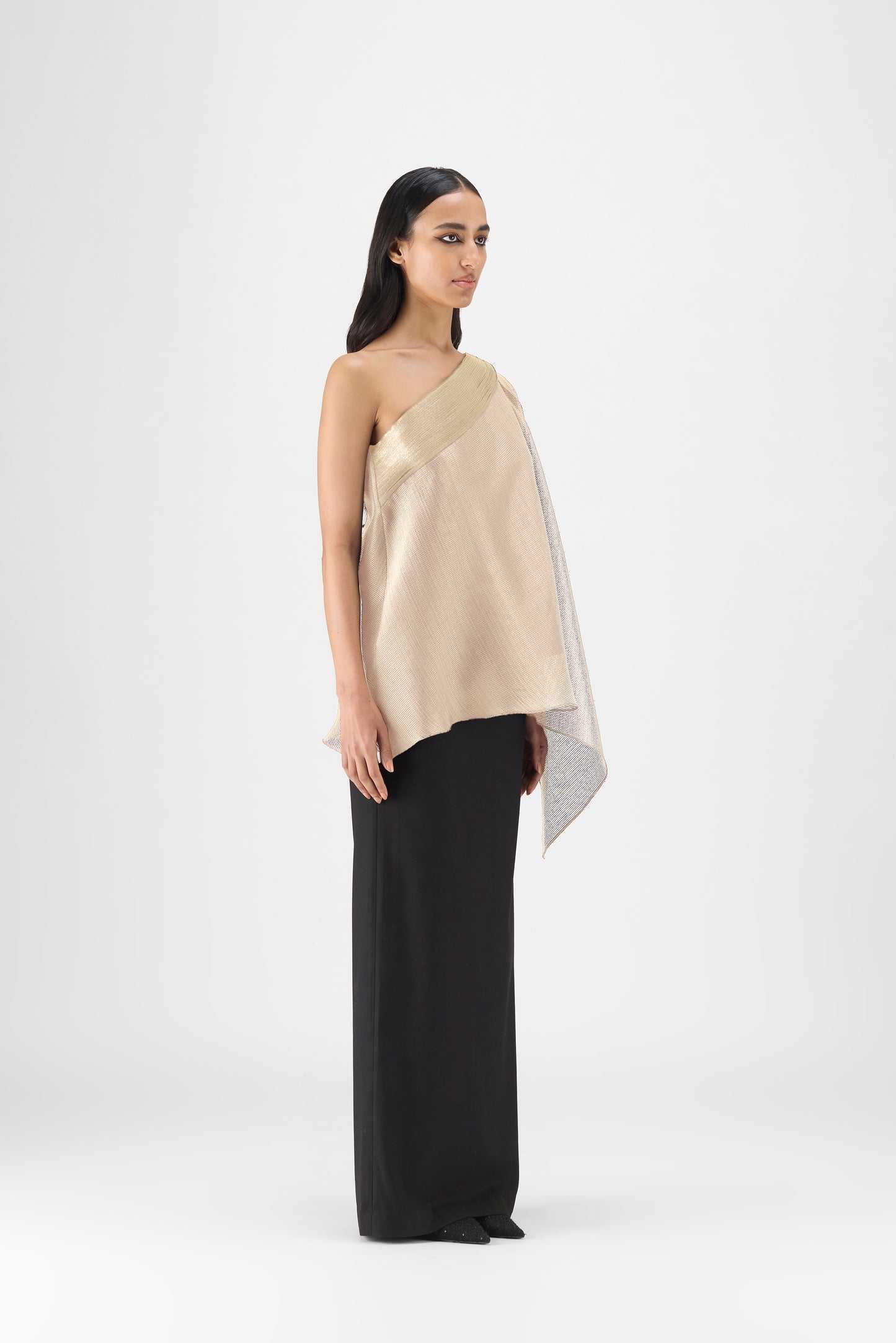 Metallic One Shoulder Top