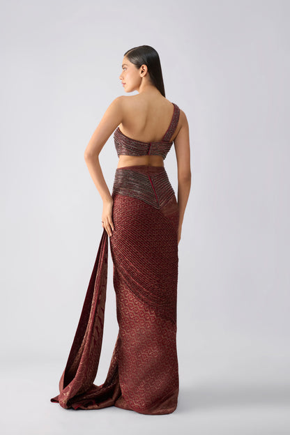 Vintage Banarsi One Shoulder Gown