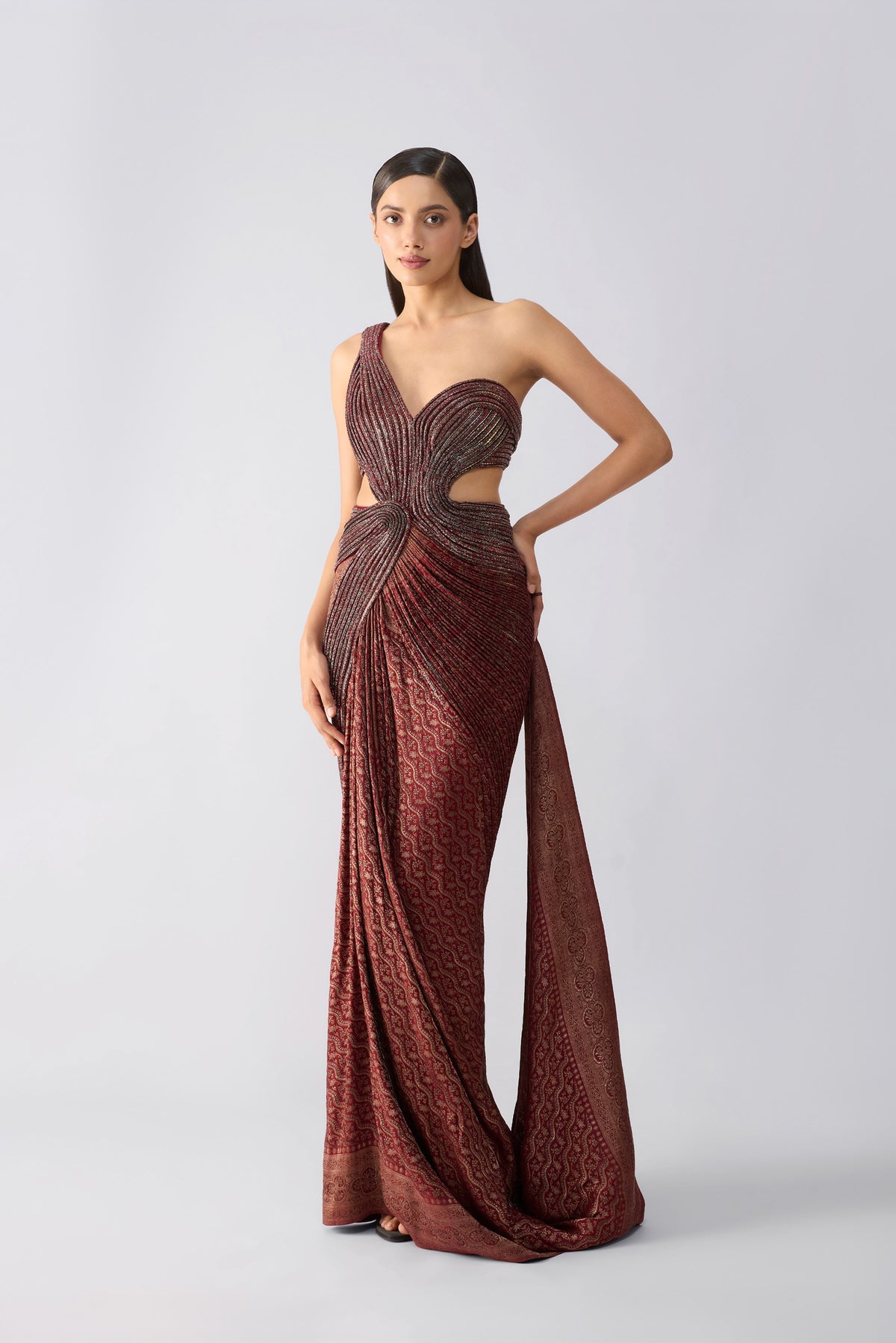 Vintage Banarsi One Shoulder Gown