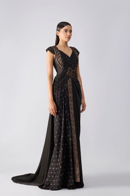 Vintage Banarsi Draped Gown