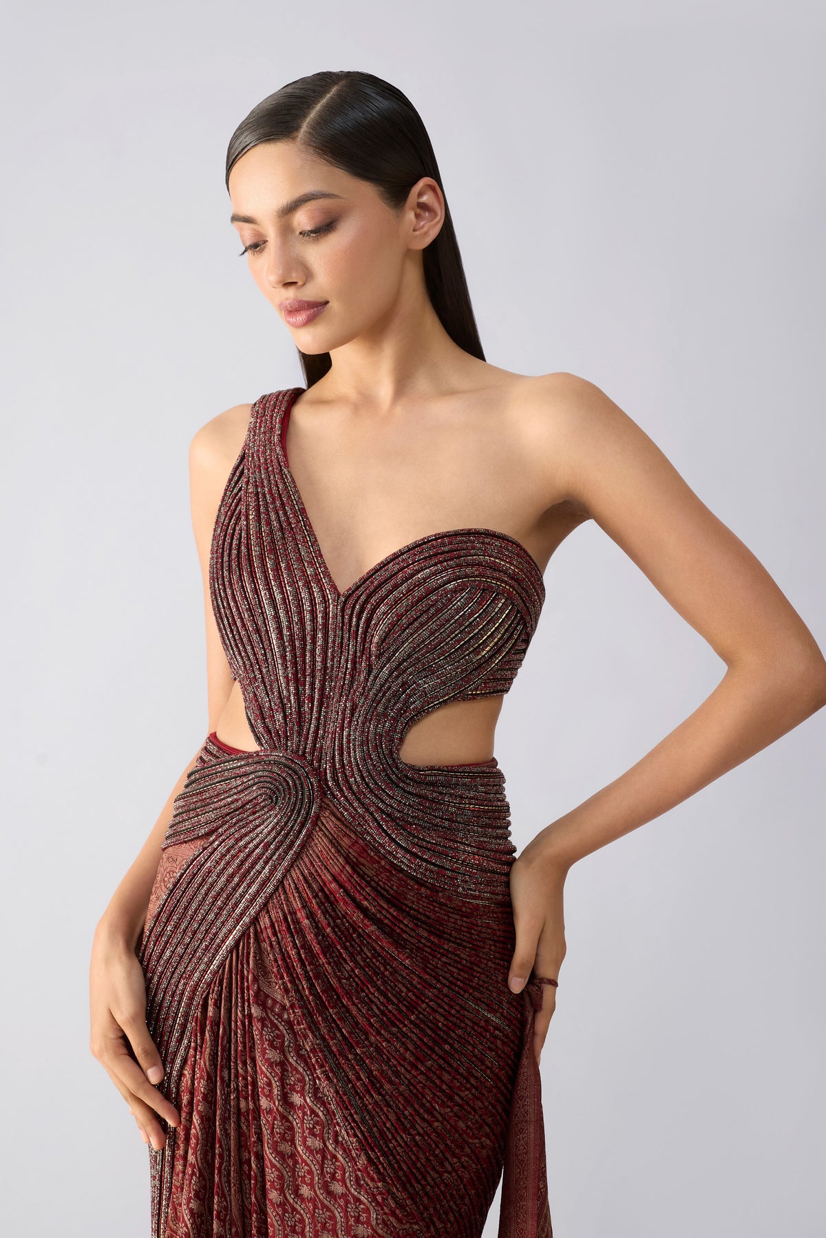 Vintage Banarsi One Shoulder Gown