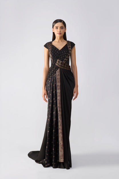 Vintage Banarsi Draped Gown