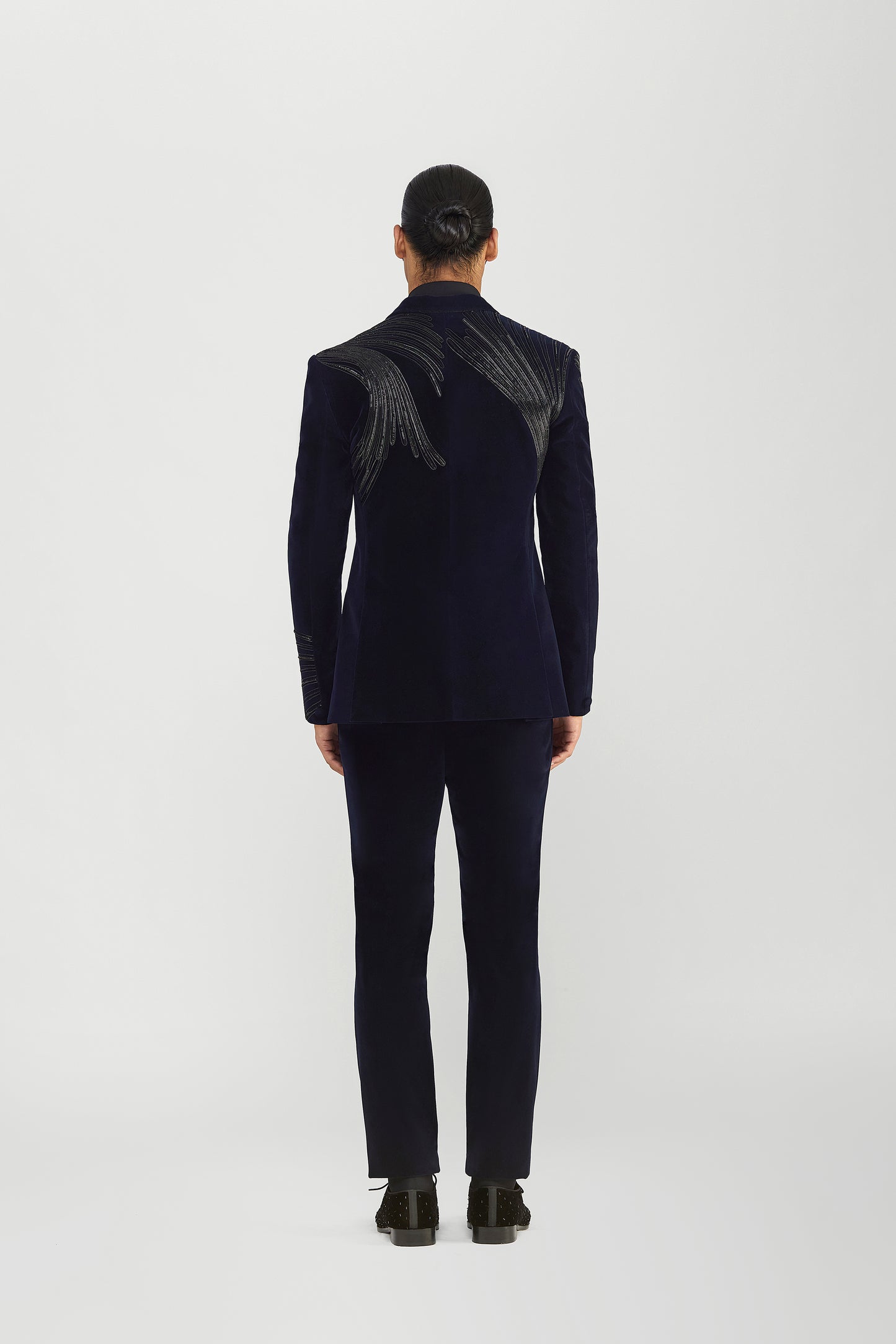 Corded Tuxedo Set With Glass Beads In Velvette
