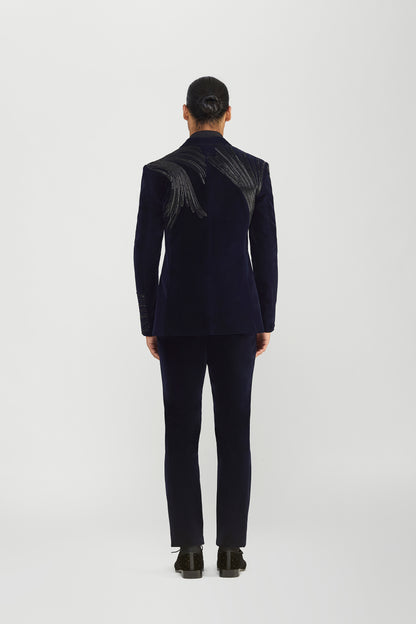 Corded Tuxedo Set With Glass Beads In Velvette