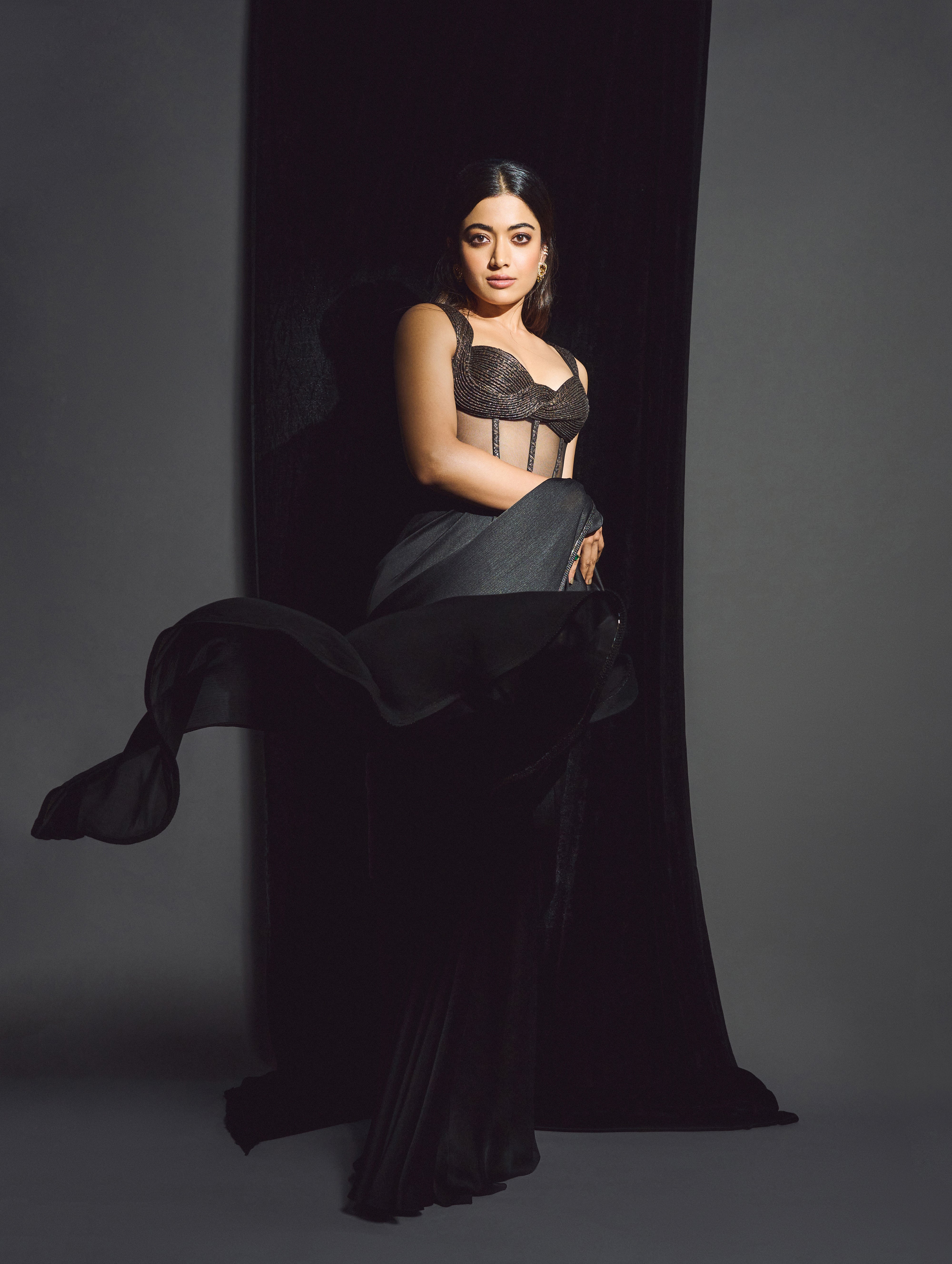 Rashmika Mandanna in Vintage Banarsi Corset And Draped Saree