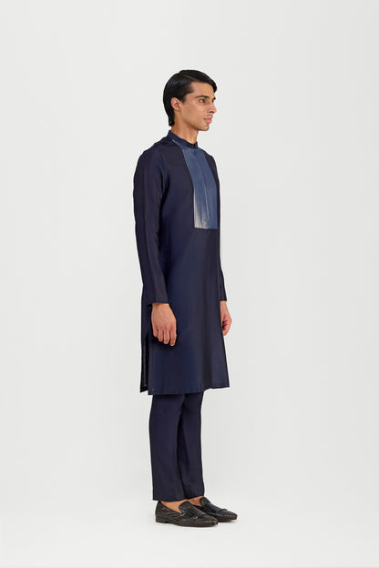 Metallic Micropleated Chanderi Silk Kurta Set