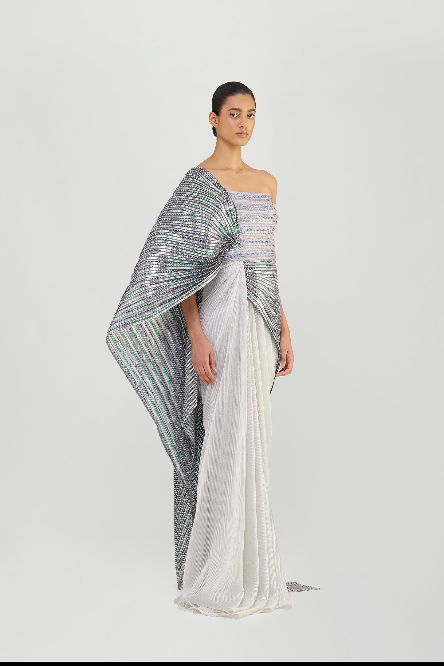 Structured Metallic Woven Saree