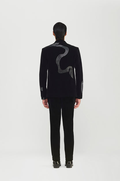 Corded Tuxedo Set With Glass Beads In Velvette