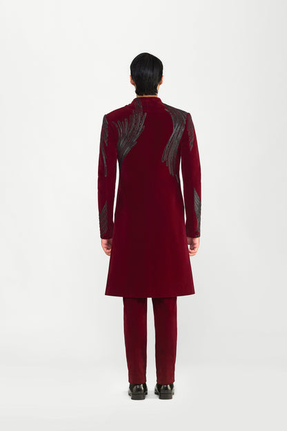 Corded Long Jacket Set In Velvette