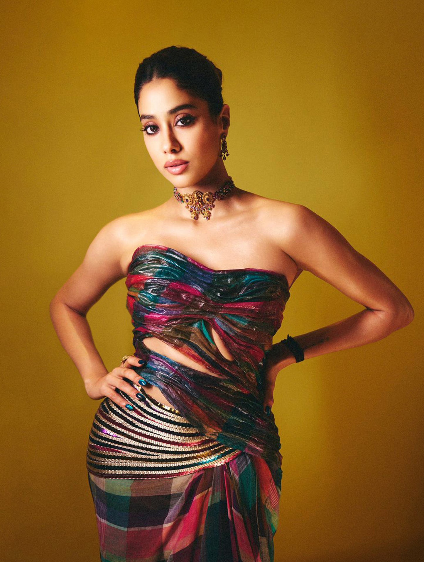 Janhvi Kapoor in Hand-Moulded Corset With a Chinnamalai Madras Silk Drape