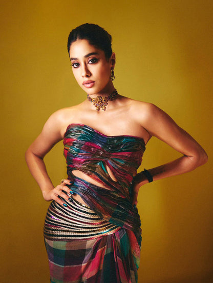 Janhvi Kapoor in Hand-Moulded Corset With a Chinnamalai Madras Silk Drape