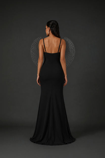 Stretch Crepe Ruffled Dress