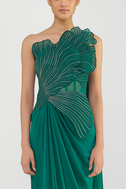 Corded Coral Saree