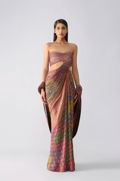 Vintage Rangkaat Navrangi Banarsi Saree