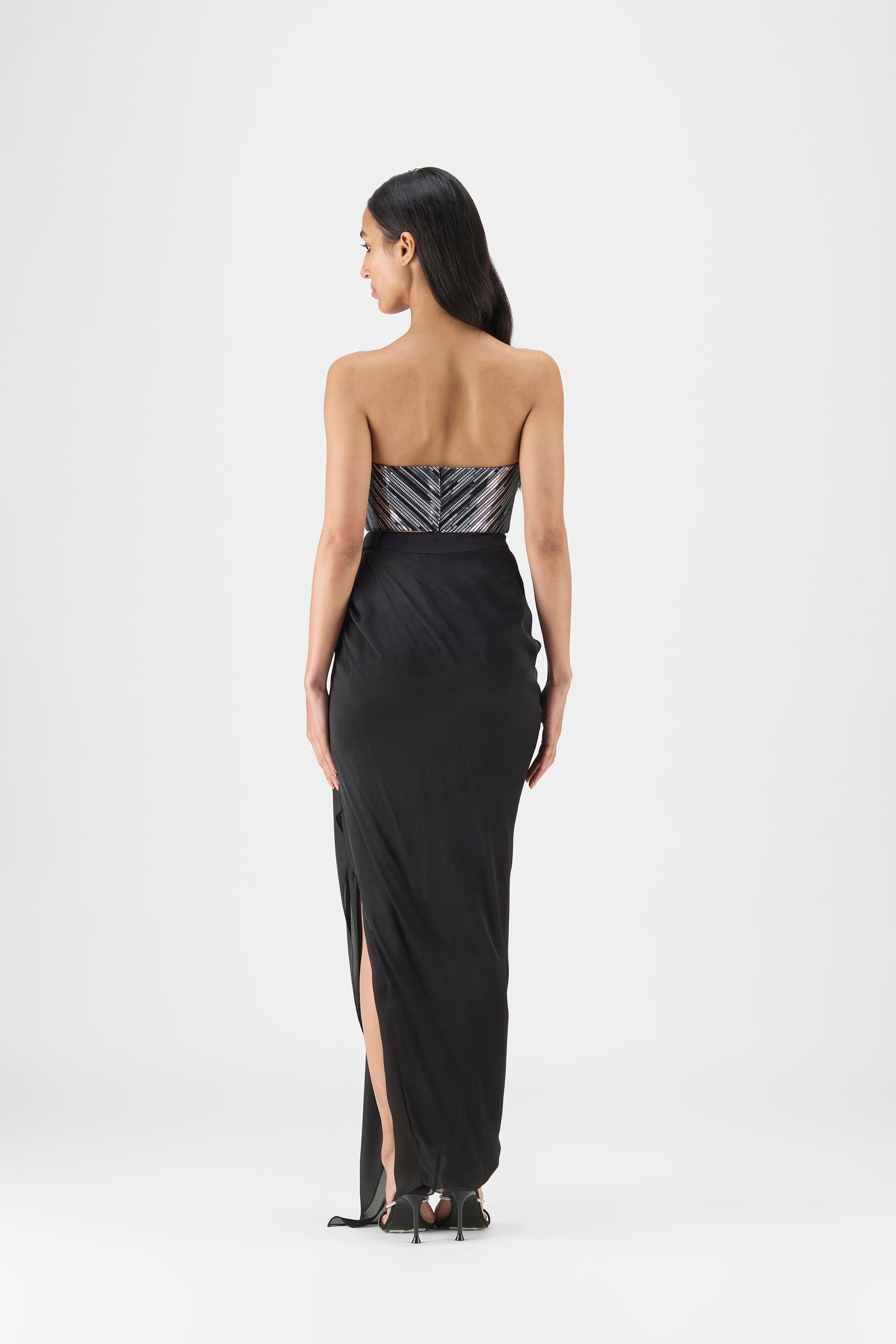 Woven Metallic Bustier And Skirt