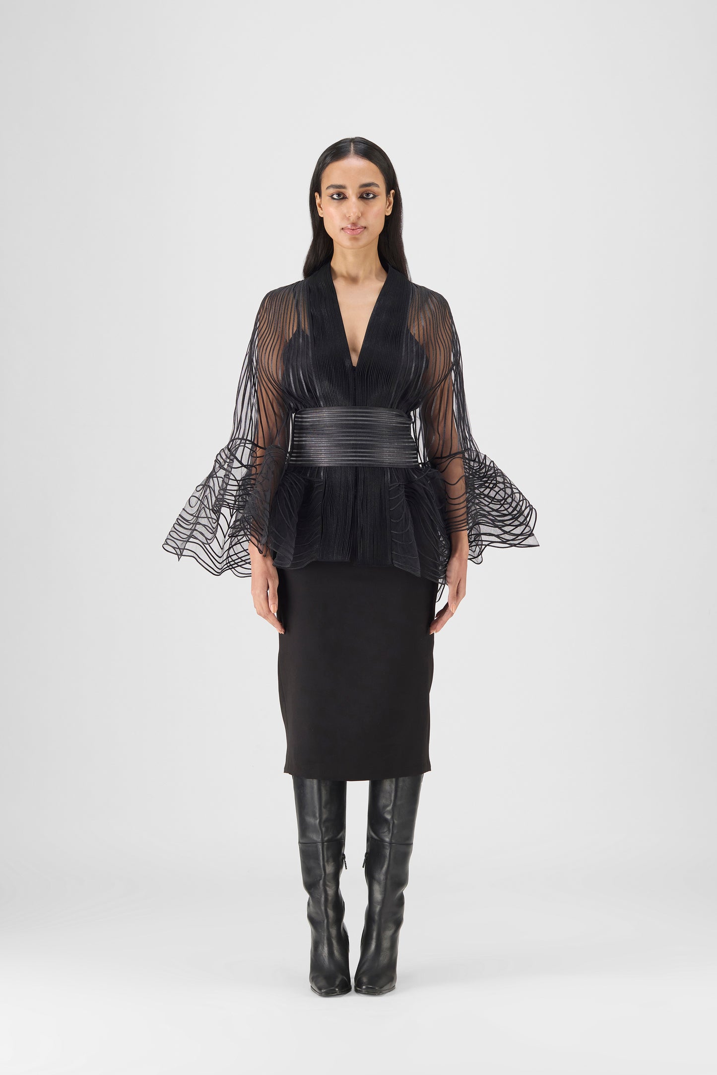 Metallic Corded Ruffle Cape