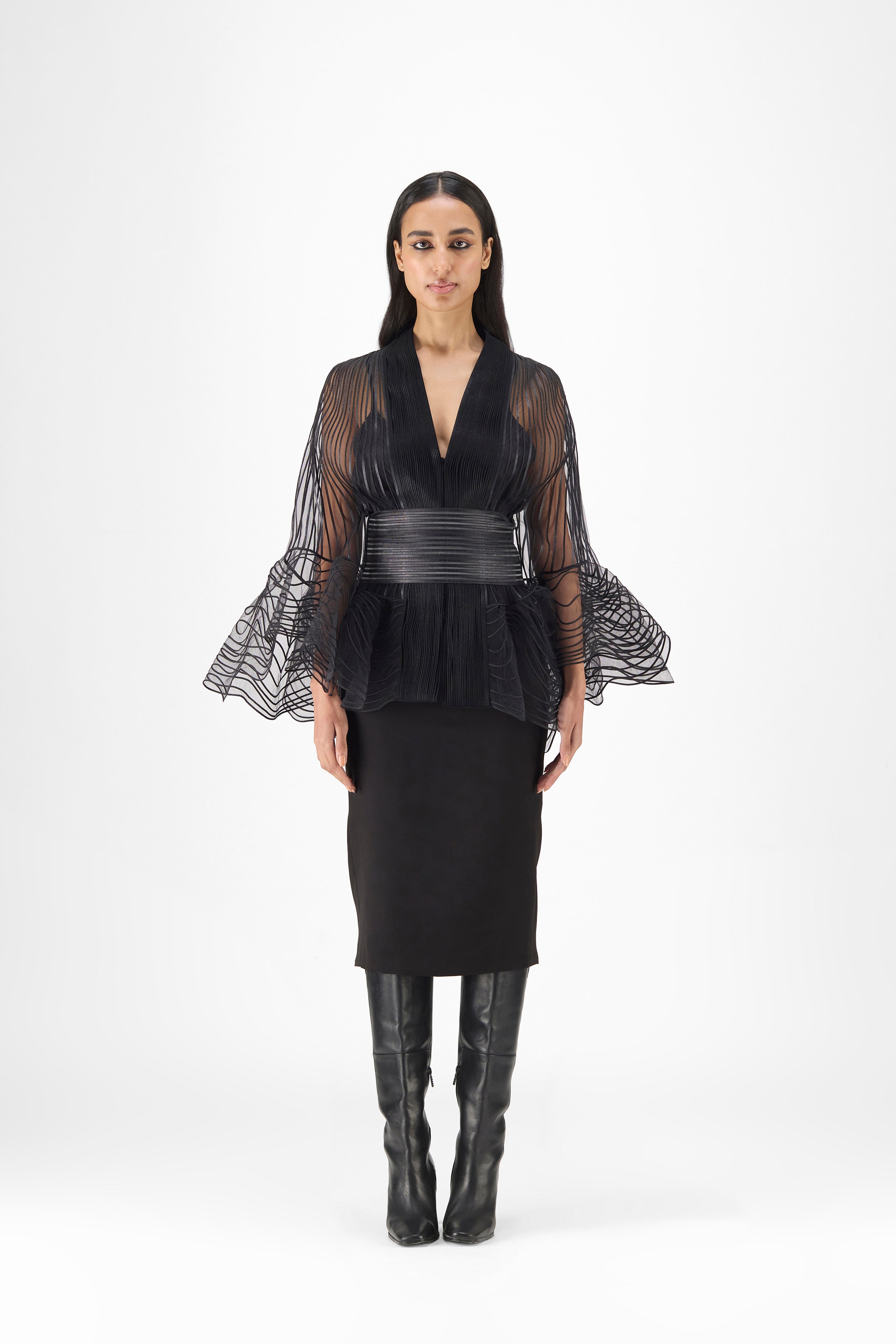 Metallic Corded Ruffle Cape