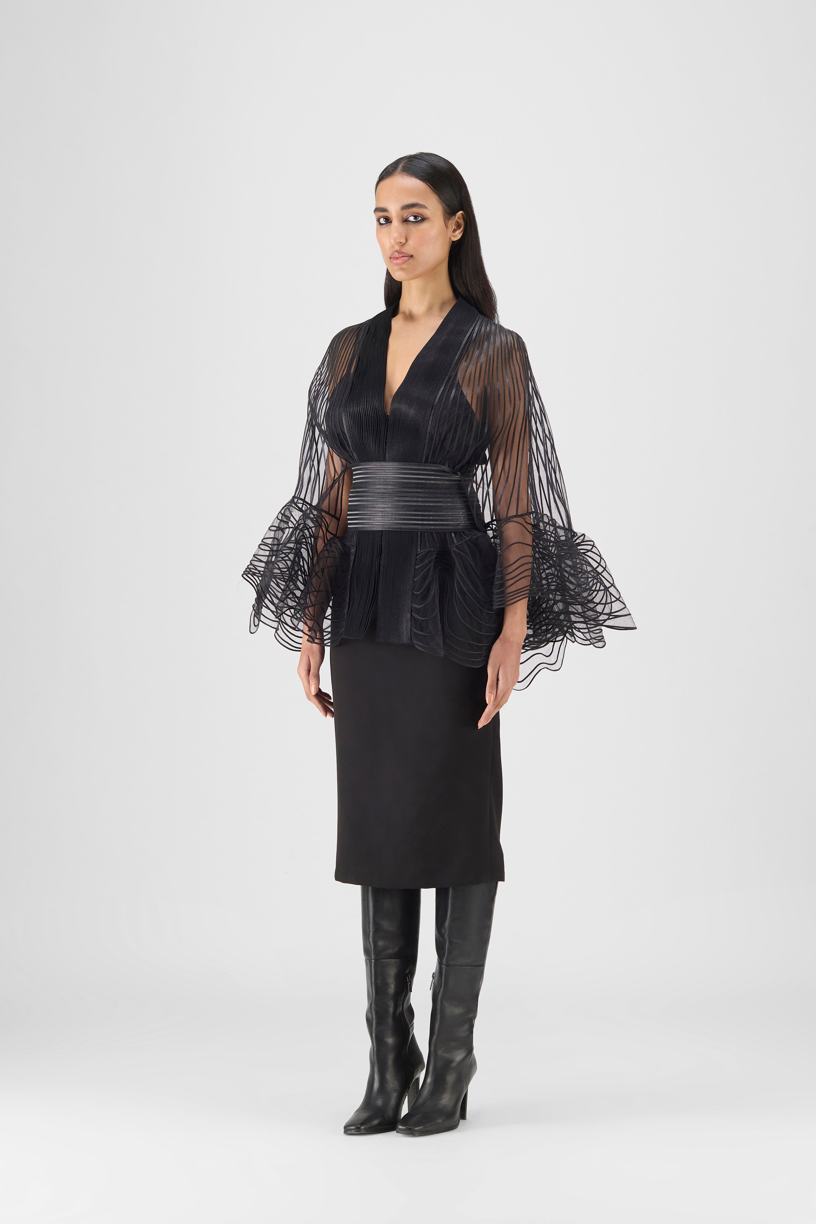 Metallic Corded Ruffle Cape