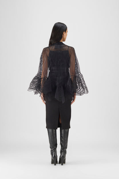 Metallic Corded Ruffle Cape