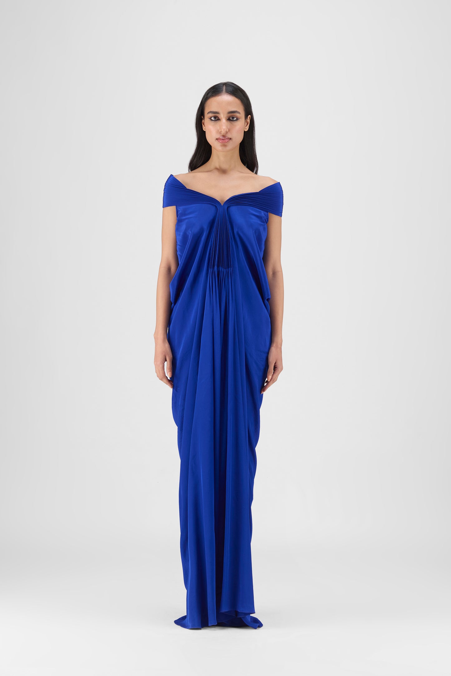 Pleated Cowl Dress