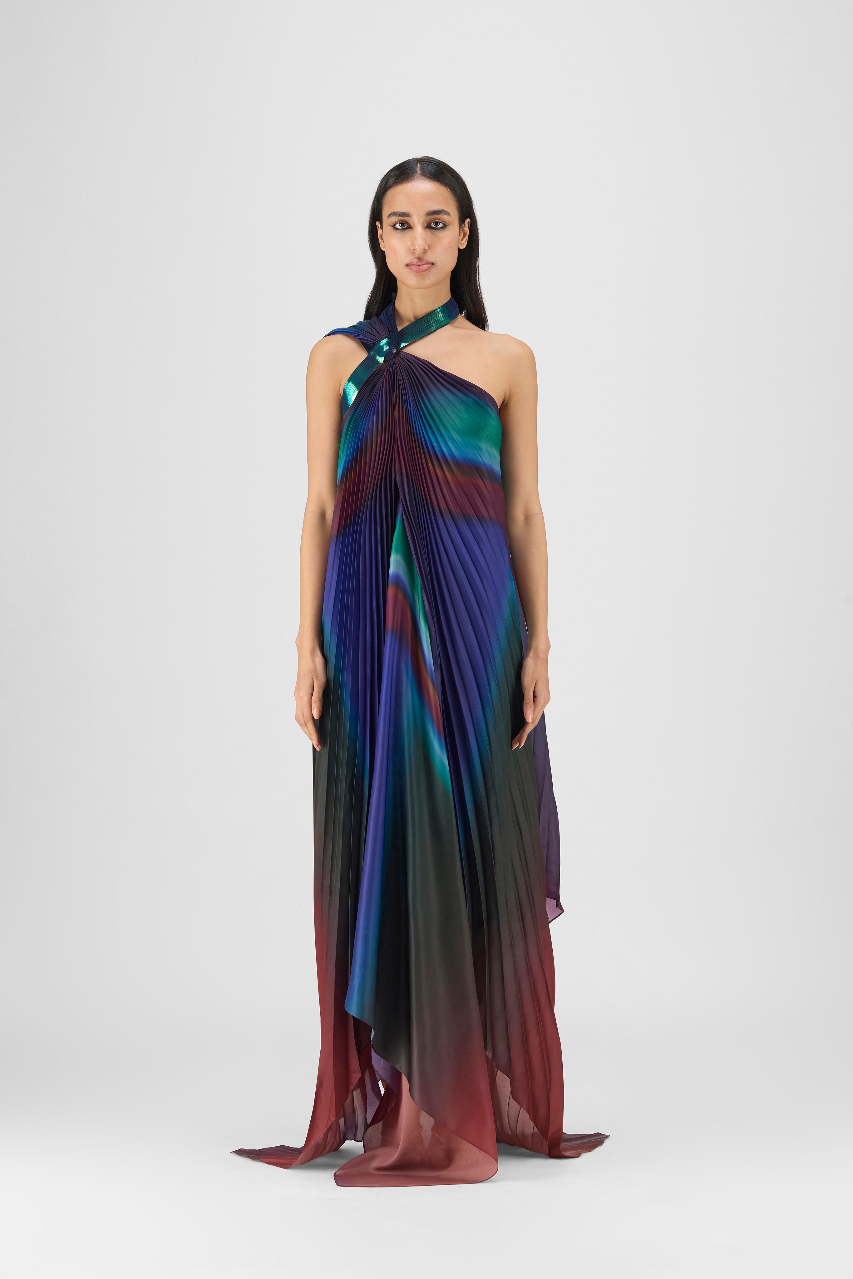 Metallic Watercolor Fluid Dress