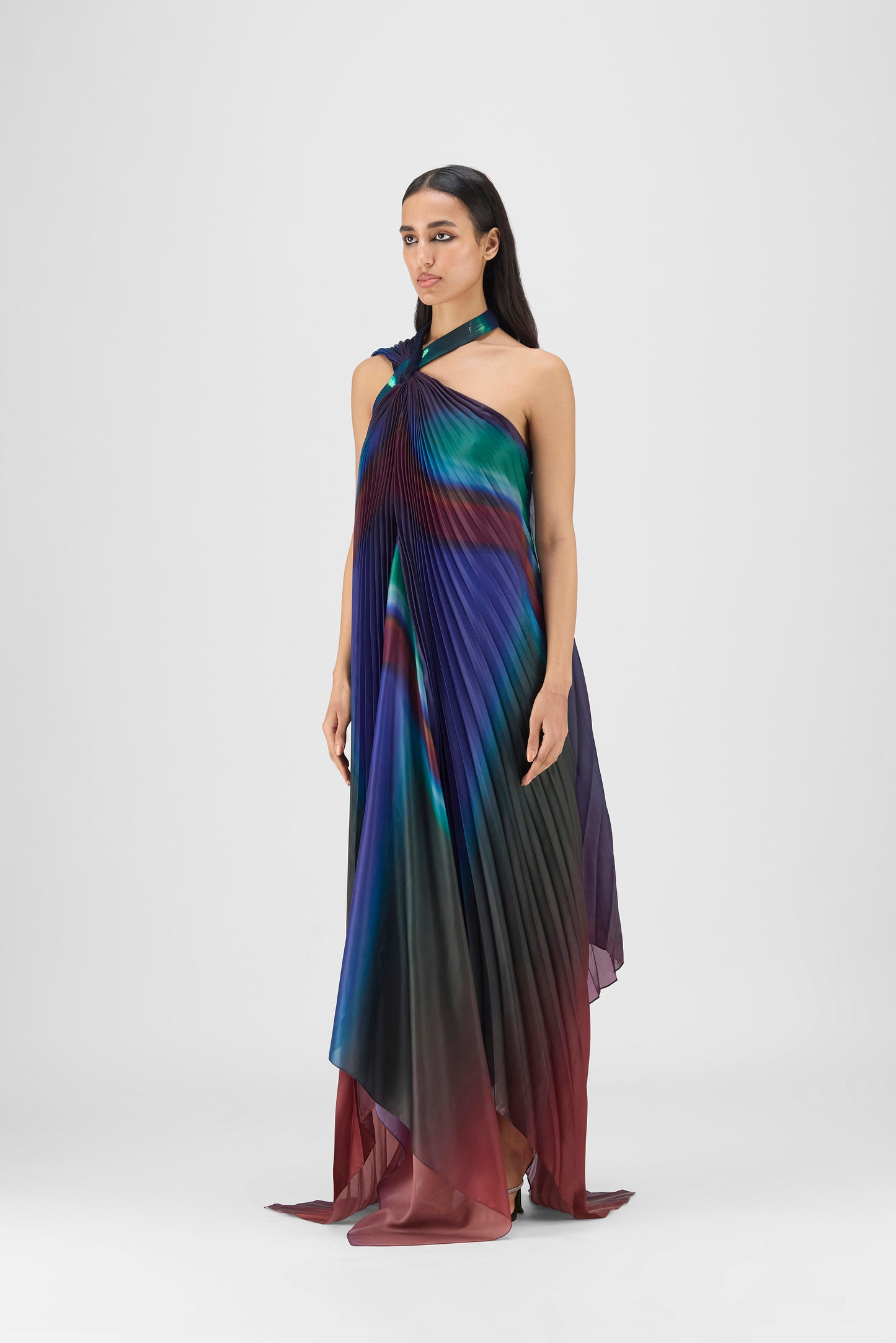 METALLIC WATERCOLOR FLUID DRESS